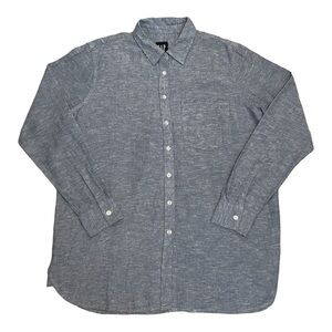 Gap Men's Linen Button Down in Blue Size Medium